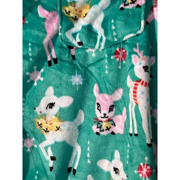 Holiday Time Pajama Set Women Christmas Green Mint Retro Reindeer Print PJ's NEW - Picture 5 of 8